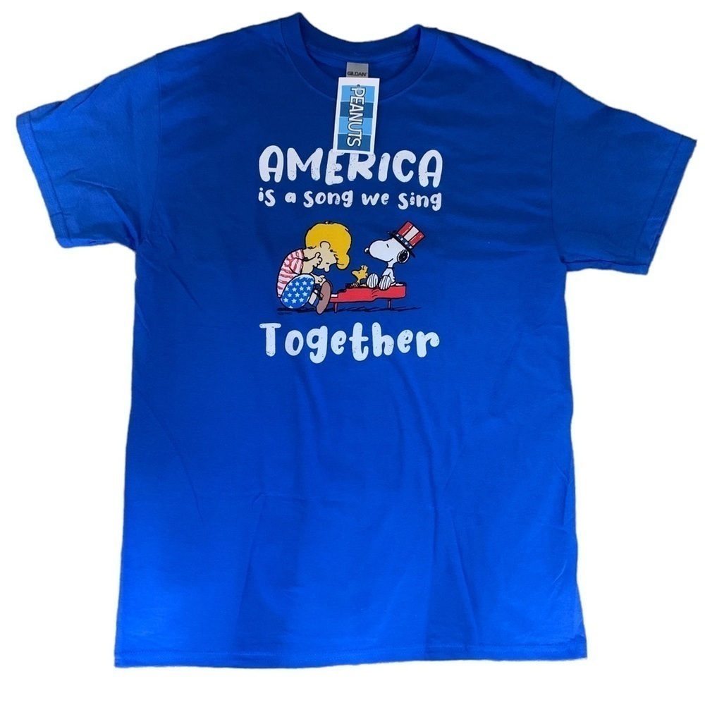 Peanuts America Is A Song We Sing Together Tee Shirt Size M 100% Heavy Cotton